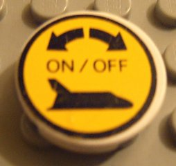 Tile, Round 2 x 2 with Space Shuttle 'ON / OFF' Pattern (Sticker) - Set 8480