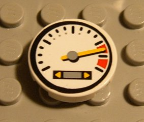 Tile, Round 2 x 2 with Tachometer and Red Lines Pattern (Sticker) - Set 8448