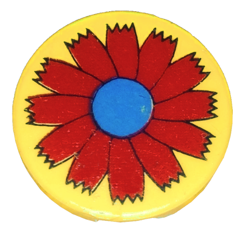 Tile, Round 2 x 2 with Scala Red Flower and Blue Center Pattern