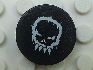 Tile, Round 2 x 2 with Space Police 3 Alien Skull Pattern (Sticker) - Set 5980