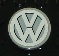 Tile, Round 2 x 2 with VW Logo White Pattern (Sticker) - Set 10187