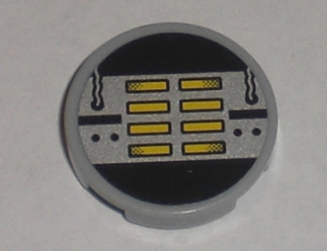 Tile, Round 2 x 2 with Yellow, Black, and Silver Machinery Pattern (Sticker) - Set 8971