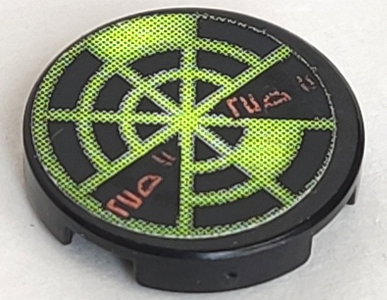 Tile, Round 2 x 2 with Neon Green Radar Type 1 Pattern (Sticker) - Set 7691