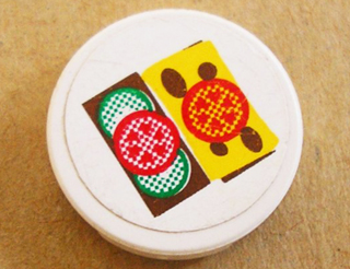 Tile, Round 2 x 2 with Tomato, Cheese and Cucumber Pattern (Sticker) - Sets 5875 / 5876