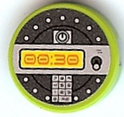 Tile, Round 2 x 2 with Orange '00:30' Digital Display Pattern (Sticker) - Set 8968