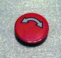 Tile, Round 2 x 2 with Black Outlined White Curved Arrow Double on Red Background Pattern (Sticker) - Set 3677