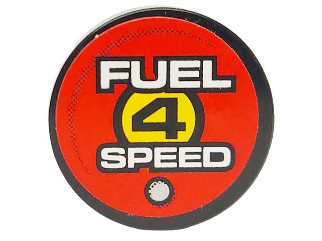 Tile, Round 2 x 2 with 'FUEL 4 SPEED' on Red Background Pattern (Sticker) - Set 8126