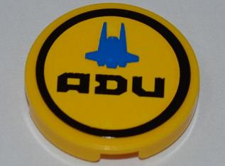 Tile, Round 2 x 2 with Interceptor Shuttle Outline and 'ADU' Pattern (Sticker) - Set 7066