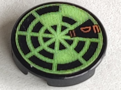 Tile, Round 2 x 2 with Neon Green Radar Type 4 Pattern (Sticker) - Sets 7691 / 7693