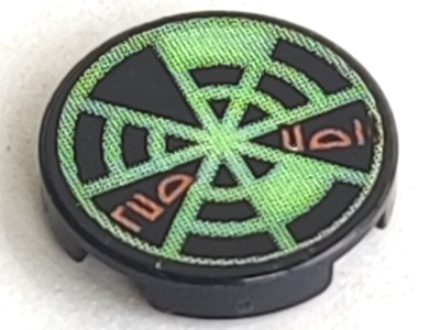 Tile, Round 2 x 2 with Neon Green Radar Type 5 Pattern (Sticker) - Sets 7693