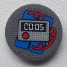 Tile, Round 2 x 2 with Time Bomb with '00:05' Pattern (Sticker) - Set 8639