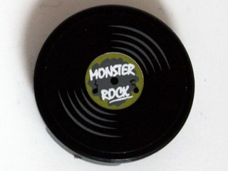 Tile, Round 2 x 2 with Vinyl Record 'MONSTER ROCK' Pattern (Sticker) - Set 10228