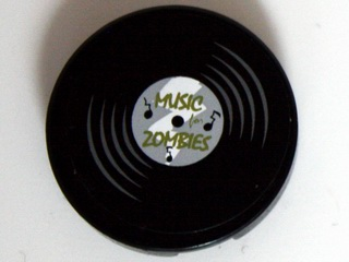 Tile, Round 2 x 2 with Vinyl Record 'MUSIC for ZOMBIES' Pattern (Sticker) - Set 10228