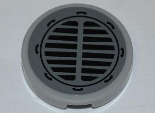 Tile, Round 2 x 2 with Grille and 8 Notches Pattern (Sticker) - Set 9446