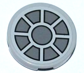 Tile, Round 2 x 2 with SW Dark Bluish Gray Fan on Light Bluish Gray Background Pattern (Sticker) - Set 7965