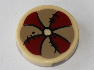 Tile, Round 2 x 2 with Dark Tan and Dark Red Pillow with Stitches Pattern (Sticker) - Set 79010