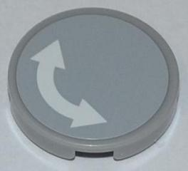 Tile, Round 2 x 2 with White Curved Arrow Double on Light Bluish Gray Background Pattern (Sticker) - Set 60018