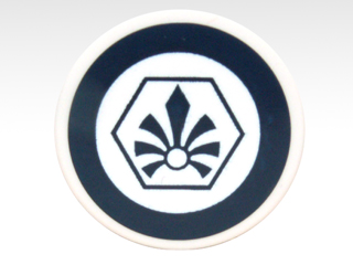 Tile, Round 2 x 2 with Dark Blue Circle and Chima Logo in Hexagon Pattern (Sticker) - Set 70003