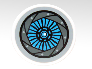 Tile, Round 2 x 2 with Medium Azure and Gray Aperture Pattern (Sticker) - Set 70003