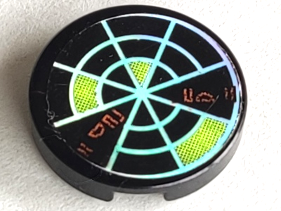 Tile, Round 2 x 2 with Iridescent Mirrored Radar Type 3 Pattern (Sticker) - Sets 7645 / 7646 / 7649