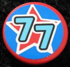 Tile, Round 2 x 2 with Red Star and '77' Pattern (Sticker) - Set 9094