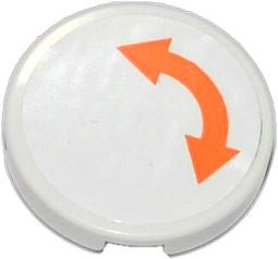 Tile, Round 2 x 2 with Orange Curved Arrow Double on White Background Pattern (Sticker) - Set 60014