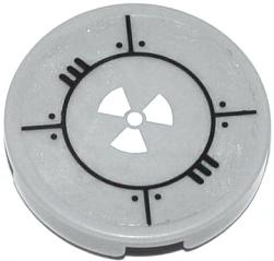 Tile, Round 2 x 2 with Bolted Plates and White Radioactivity Warning Pattern (Sticker) - Set 70707