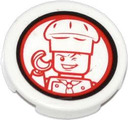 Tile, Round 2 x 2 with Chef Winking Pattern (Sticker) - Set 79104