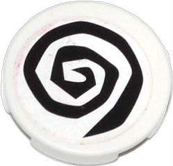 Tile, Round 2 x 2 with Black Spiral Pattern (Sticker) - Set 79104