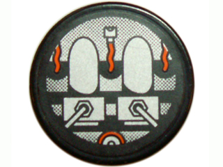 Tile, Round 2 x 2 with Gray and Orange Machinery Pattern (Sticker) - Set 8970