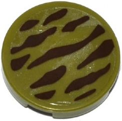 Tile, Round 2 x 2 with Dark Tan Tiger Stripes Pattern (Sticker) - Set 79008