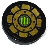 Tile, Round 2 x 2 with Gold Fan and Lime Grille Pattern (Sticker) - Set 70132