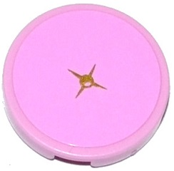 Tile, Round 2 x 2 with Cushion with Gold Button Pattern (Sticker) - Set 41052