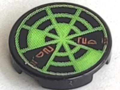 Tile, Round 2 x 2 with Neon Green Radar Type 6 Pattern (Sticker) - Set 7692