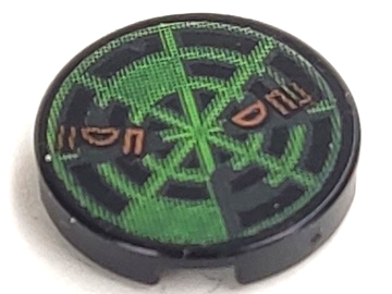 Tile, Round 2 x 2 with Neon Green Radar Type 8 Pattern (Sticker) - Set 7697