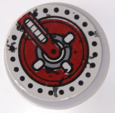 Tile, Round 2 x 2 with Dark Red Hatch Pattern (Sticker) - Set 70009