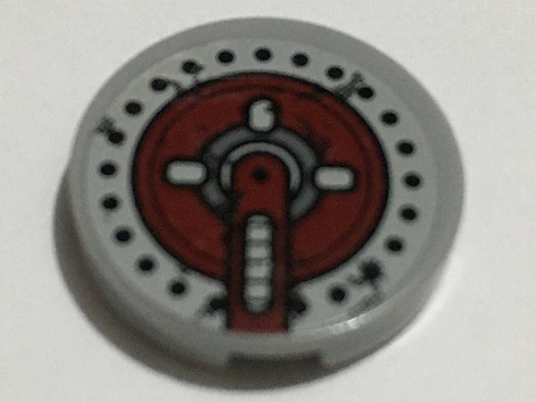 Tile, Round 2 x 2 with Dark Red Hatch Pattern (Sticker) - Set 70009