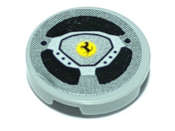 Tile, Round 2 x 2 with Steering Wheel with Ferrari Logo Pattern (Sticker) - Set 8156