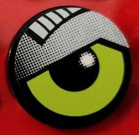 Tile, Round 2 x 2 with Lime Eye and Silver Eyelid Pattern Model Left Side (Sticker) - Set 8307