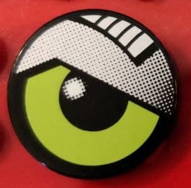 Tile, Round 2 x 2 with Lime Eye and Silver Eyelid Pattern Model Right Side (Sticker) - Set 8307
