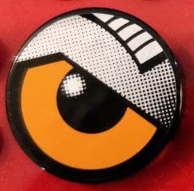 Tile, Round 2 x 2 with Orange Eye and Silver Eyelid Pattern Model Right Side (Sticker) - Set 8307