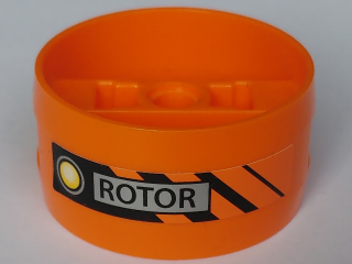 Cylinder 4 x 4 x 1 2/3 with Pin Holes and Center Bar with 'ROTOR' Pattern (Sticker) - Set 8969