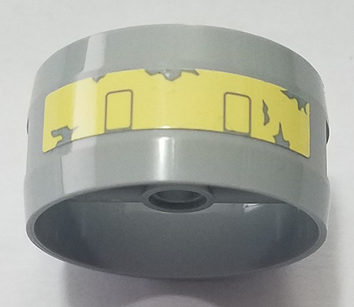 Cylinder 4 x 4 x 1 2/3 with Pin Holes and Center Bar with Bright Light Yellow Stripe and Peeling Paint Pattern (Sticker) - Set 75218