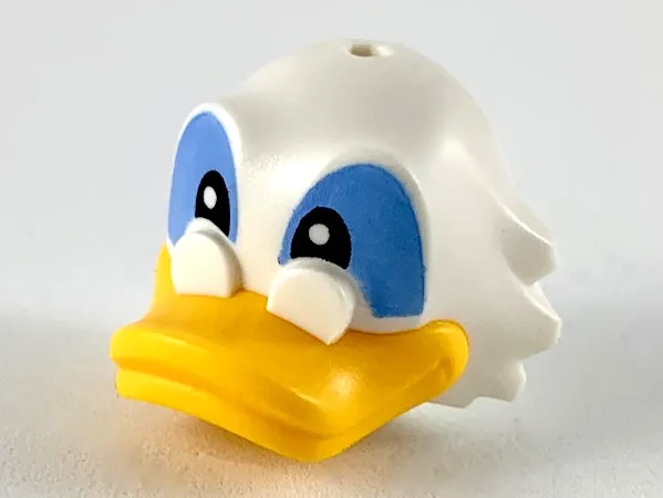 Minifigure, Head, Modified Duck with Side Tufts and Glasses, Bright Light Orange Bill and Black and Medium Blue Eyes Pattern (Scrooge)