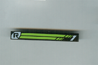 Tile 1 x 8 with 'R' and Lime Stripes and '1' Pattern (Sticker) - Set 8647