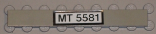 Tile 1 x 8 with Black 'MT 5581' on White Pattern (Sticker) - Set 5581