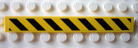 Tile 1 x 8 with Black and Yellow Danger Stripes Pattern (Sticker)
