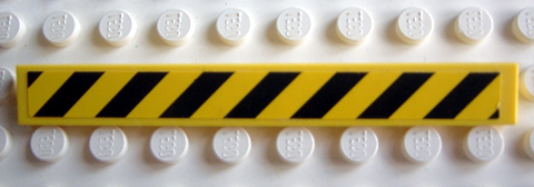 Tile 1 x 8 with Black and Yellow Danger Stripes Pattern 2 (Sticker) - Set 7905