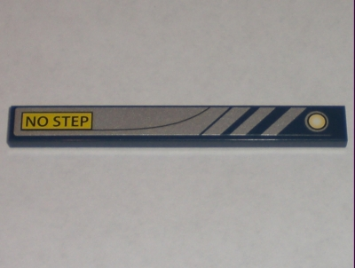 Tile 1 x 8 with 'NO STEP' on Yellow Rectangle, Silver Diagonal Stripes and Background Pattern Model Left Side (Sticker) - Set 8971