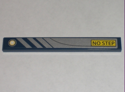 Tile 1 x 8 with 'NO STEP' on Yellow Rectangle, Silver Diagonal Stripes and Background Pattern Model Right Side (Sticker) - Set 8971